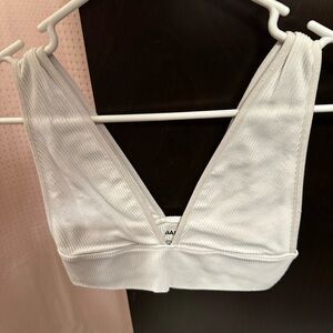 Garage White Ribbed Bralette